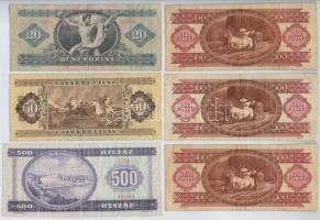 9db-os vegyes magyar forint bankjegy tétel, közte 1990. 500Ft T:III,III-