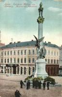 Lviv, Lwów, Lemberg; Kolumna Mickiewicza / Mickiewicz monument, shops of M. Karol and R. Ditmar (EK)