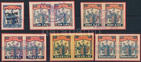 1914 Besztercze 6 féle 11 db városi címeres okmánybélyeg