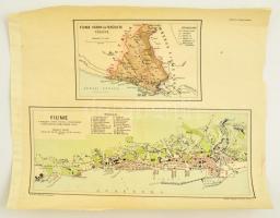 cca 1900-1910 Fiume város és területe, 1:75.000/ Fiume a magyar szent korona országainak részét képező önálló kikötő város, 1.19000. Bp., Magyar Földrajzi Intézet Rt., körbevágott szélekkel, az egyik szélén ragasztással,  29x34 cm.