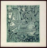 Würtz Ádám (1927-1994) Magyar lovas rézkarc 15x15cm