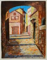 Rosta Erzsi (?-): Sibeniki utcán. Akril, vászon-farost, jelzett, 49x39 cm
