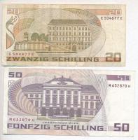 Ausztria 1986 (1988). 20Sch + 1986 (1987). 50Sch T:III,III- szakadás
Austria 1986 (1988). 20 Schill...