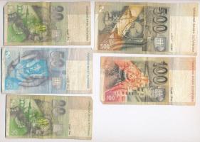 Szlovákia 1993. 20K (2x) + 50K + 100K + 500K T:III,III-
Slovakia 1993. 20 Korun (2x) + 50 Korun + 1...