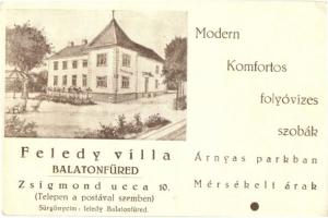 Balatonfüred, Zsigmond utca 10. Feledy villa, szálloda reklámja (EK)