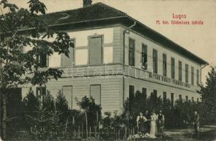 Lugos, Lugoj; M. kir. földműves iskola, W. L. Bp. Nemes Kálmán kiadása / farmer school (fa)