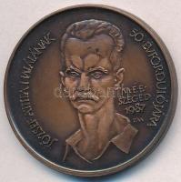 Fritz Mihály (1947-) 1987. "MÉE Szeged / József Attila halálának 50. évfordulója" Br emlékérem (42,5mm) T:1-,2