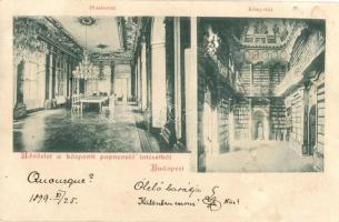 1899 Budapest V. Központi Papnevelő Intézet, díszterem, könyvtár, belső (Rb)
