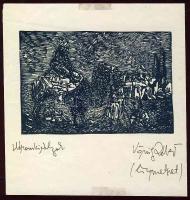 König Róbert: Háromkirályok szignós linómetszet 14x13cm