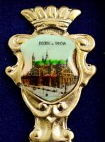 Padova látképpel díszített fém díszkanál, saját dobozában, h: 12 cm