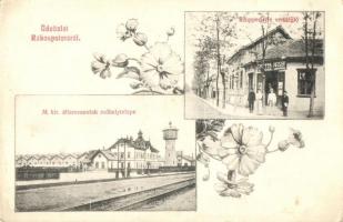 Budapest XV. Rákospalota, Szupper József vendéglője a Kispipához, étterem, M. kir. államvasutak műhelytelepe. Fischer Dezső és Társa kiadása, floral Art Nouveau (Rb)