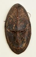 Díszes kerámia törzsi maszk, jelzett, kopásokkal, 27,5×14,5 cm