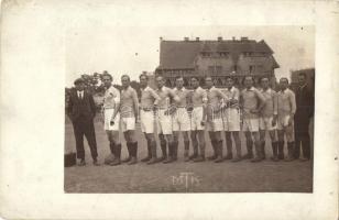~1900 Budapest, MTK labdarúgó csapat a klubház előtt / Hungarian football group in front of the club house , photo (EK)