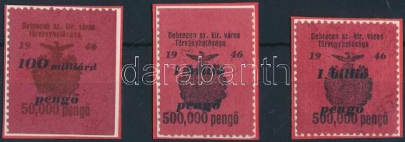 1946 Debrecen SZ.KIR.V. 3 db 58 és 59 sz. okirati illetékbélyeg(9.500)