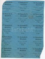 Budapest ~1900. Rudasfürdő - Nagy fürdő szelvények ívben, egyenként 3kr értékben T:III-,IV szakadás