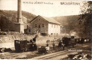 1930 Nagybátony, Bátonyterenye; Kőzúzó telep, iparvasút, gőzmozdony. Herceg József kiadása, photo (EK)