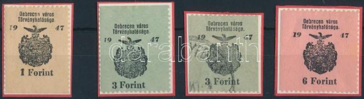 1947 Debrecen 4 db 3 féle okirati illetékbélyeg (5.400)