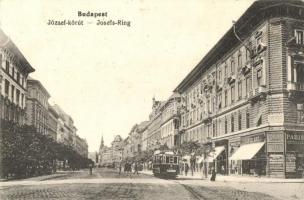 Budapest VIII. József körút, Buday Imréné, Párisi Árú és Mosberger János üzlete, 6-os villamos