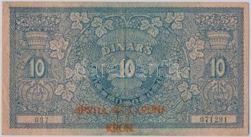 Szerb-Horvát-Szlovén Királyság 1919. 10D 40K felülbélyegzéssel T:III Kingdom of the Serbs, Croats and Slovenes 1919. 10 Dinara with 40 Kronen overprint C:F Krause 17