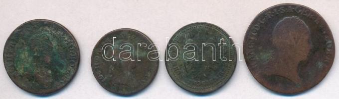 1780S 1kr Cu "Mária Terézia" + Ausztria 1783F 1/2kr Cu + 1851A 1kr Cu + 1800? 3kr Cu T:2-3...