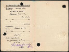 1934 Bp. Margitsziget, A Nemzeti Úszósport Alapítvány által kiállított fényképes igazolvány