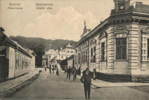 Beszterce, Bistritz, Bistrita; Allee-Gasse / Sétatér utca. F. Stolzenberg kiadása / street view + K.u.K. 30. Eisenbahnkompagnie (EK)
