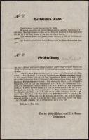 1850 Hirdetmény, vonatbaleset során elveszett árukról / Announcement about lost goods in a railway accident 25x36 cm