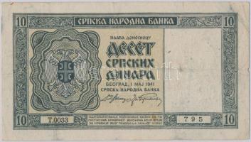 Szerbia / Német megszállás 1941. 10D fekete felülbélyegzéssel T:III,III-
Serbia / German occupation...