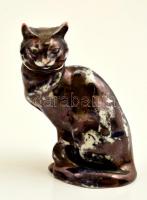 Drasche macska, kézzel festett, jelzett, kopott, m: 14,5 cm