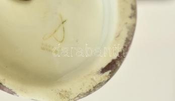 Drasche macska, kézzel festett, jelzett, kopott, m: 14,5 cm