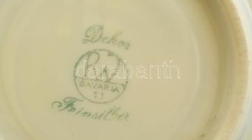 Rudolf Wächter Bavaria teás készlet, ezüst mázzal, jelzett, 4 csésze, 6 alj, kiöntő, tejes, cukortar...