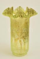 Virágmintás dekoratív lámpabura, kis lepattanásokkal, m: 20,5 cm