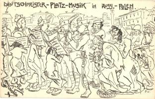 Deutschmeister-Platz-Musik in Russ. Polen / anti-semitic military humour, music band, Judaica s: Rudi Kristen (EK)
