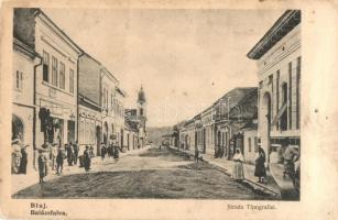Balázsfalva, Blaj; Strada Tipografiei / Könyvnyomda utca, Naftali Vilmos üzlete / street view, shop (lyukak / pinholes)