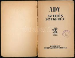 Ady Endre: Az Illés szekerén. Bp., é.n., Athenaeum Rt. Kiadói papírkötés. Ötödik kiadás. gerincnél s...