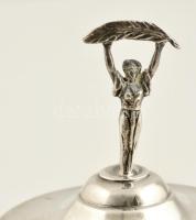 Szabadság szoborral díszített ezüstözött kupa, m: 26,5 cm