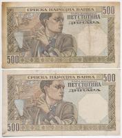 Szerbia / Német megszállás 1941. 500D (2x) T:III
Serbia / German occupation 1941. 500 Dinara (2x) C...