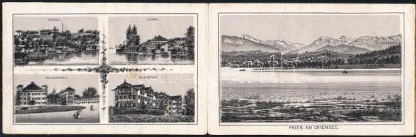 cca 1880 Német városokat kastélyokat ábrázoló litográf leporelló, borító nélkül / Litho leporello of German cities with 14 pictures. Without cover.