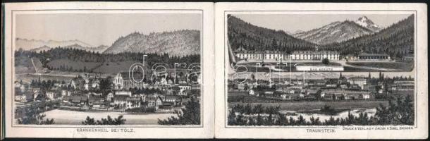 cca 1880 Német városokat kastélyokat ábrázoló litográf leporelló, borító nélkül / Litho leporello of...