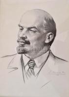 Lenin portré, üvegezett fa keretben, a kereten sérülések, képméret: 32x23 cm