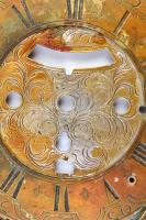 cca 1760-1800  Díszes szekrényóra számlap, 2 db mutatóval, 25x17,5 cm