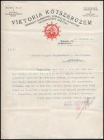 1926 Viktoria Kötszerüzem díszes fejléces számlája, 29x23 cm