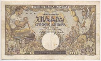 Vegyes: Jugoszlávia 1929. 100D + Szerbia / Német megszállás 1941. 100D jugoszláv bankjegyre nyomva, ...