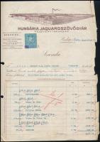 1929 Hungária Jaquardszövőgyár Rt. díszes fejléces számla, okmánybélyeggel, 29x21 cm