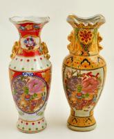 Kínai vázák, kerámia, részben kézzel festett, jelzett, hibátlan, 2db, 21cm