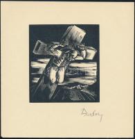 Buday György (1907-1990): 3 db fametszet, papír, utólagos jelzéssel, 12x10 cm