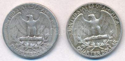 Amerikai Egyesült Államok 1950-1964. 1/4$ Ag "Washington" (2x) T:2- ph.
USA 1950-1964. 1/...