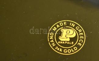 Jelzett görög porcelán tányér, 24K arannyal aranyozva, részben kézzel festve / Handgolded chinaware ...