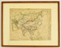 Ázsia térképe, 1:60000000, paszpartuban, üvegezett fa keretben, 25,5×33,5 cm