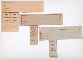 1943-1944. 7db-os vegyes szükségpénz tétel, benne "MÁVAG Zsiradékjegy, "Vashuzal", &q...